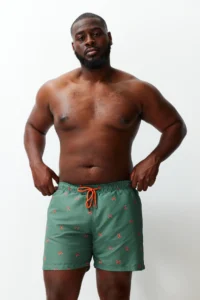 MAN Khaki Standard Size Crab Printed Plus Size Swimsuit Swim Shorts - Image 2