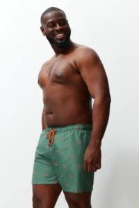 MAN Khaki Standard Size Crab Printed Plus Size Swimsuit Swim Shorts - Image 3