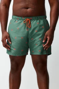MAN Khaki Standard Size Crab Printed Plus Size Swimsuit Swim Shorts - Image 5