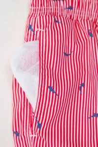 MAN Red Standard Size Striped Fish Patterned Swimsuit Swim Shorts - Image 2