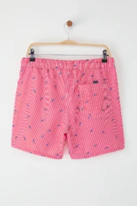 MAN Red Standard Size Striped Fish Patterned Swimsuit Swim Shorts - Image 3