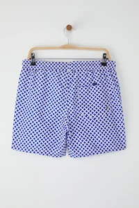 MAN Navy Blue Standard Size Geometric Patterned Swimsuit Swim Shorts - Image 4