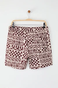 MAN Beige Standard Size Geometric Patterned Swimsuit Swim Shorts - Image 4