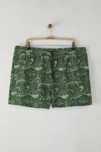 MAN Khaki Plus Size Patterned Swim Shorts - Image 4