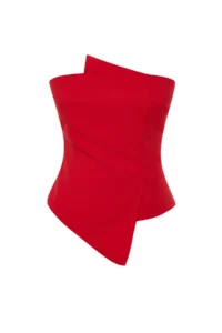 TRENDYOLMİLLA Red Body-fitting Weaving Blouse - Image 7