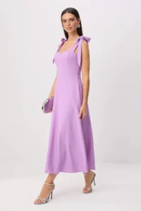 TRENDYOLMİLLA Purple Fiyonk Binding Detailed Weaving Finike Maxi Unlined Elegant/Evening Dress