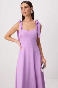 TRENDYOLMİLLA Purple Fiyonk Binding Detailed Weaving Finike Maxi Unlined Elegant/Evening Dress - Image 2