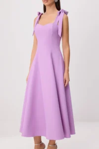 TRENDYOLMİLLA Purple Fiyonk Binding Detailed Weaving Finike Maxi Unlined Elegant/Evening Dress - Image 3