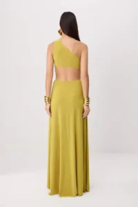 TRENDYOLMİLLA Oil Green Accessory Detailed One Shoulder Maxi Evening Gown & Graduation Dress - Image 4