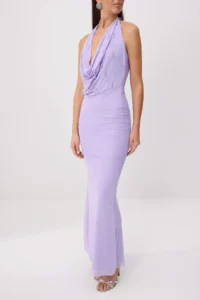 TRENDYOLMİLLA Lilac Stone Detailed Tulle Lined Maxi Evening Gown & Graduation Dress - Image 3