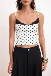 TRENDYOLMİLLA WHITE Polka Dot Lace Detailed Weaving Bustier - Image 3