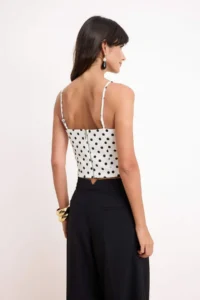 TRENDYOLMİLLA WHITE Polka Dot Lace Detailed Weaving Bustier - Image 4