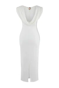 TRENDYOLMİLLA WHITE Back Accessory Detailed Sandy Lined Party Dress - Image 8
