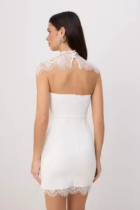 TRENDYOLMİLLA WHITE Lace Detailed Weaving Lined Mini Dress - Image 5