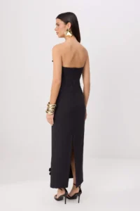 TRENDYOLMİLLA Black 3D Floral Detailed Weaving Maxi Unlined Dress - Image 4