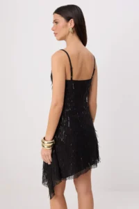 TRENDYOLMİLLA Black Asymmetric Detailed sequined Short / Mini Dress - Image 4