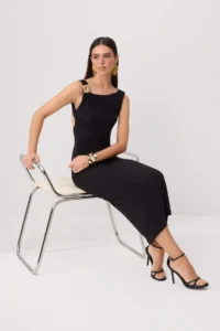 TRENDYOLMİLLA Black Accessory Detailed Maxi bodycone/Fitting Dress - Image 2