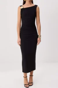 TRENDYOLMİLLA Black Accessory Detailed Maxi bodycone/Fitting Dress - Image 3