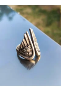 The Collection Women Antique Silver Plated Angel Wing Ring - Image 3