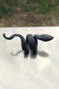 The Collection Adjustable Black Plated Ring with Snake Figure - Image 5