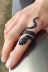 The Collection Adjustable Black Plated Ring with Snake Figure - Image 6