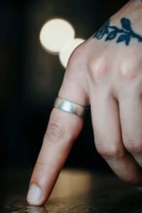 The Collection Matte Silver Plated Plain Ring Knight Adjustable Ring - Image 2