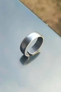 The Collection Matte Silver Plated Plain Ring Knight Adjustable Ring - Image 3