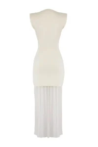 TRENDYOLMİLLA Ecru Tulle Garnili Maxi Knitwear LONG Dress - Image 6