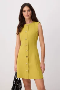 TRENDYOLMİLLA Oil Green Plain Accessory Detailed Short / Mini Weaving Dress - Image 2