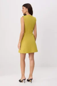 TRENDYOLMİLLA Oil Green Plain Accessory Detailed Short / Mini Weaving Dress - Image 4