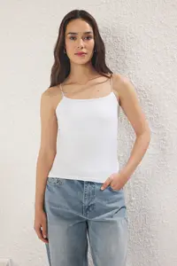 TRENDYOLMİLLA Black-Black-WHITE 3 Sets Pack Sleeveless Fitted Square Neck Flexible Knitting Tank Top - Image 2