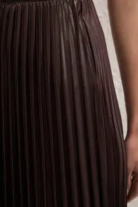 TRENDYOLMİLLA Brown*001 Plain flared pleated Maxi Skirt - Image 3