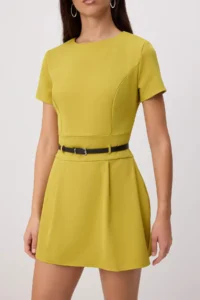 TRENDYOLMİLLA Oil Green Mini Arched Wide Leg Weaving Jumpsuit - Image 3