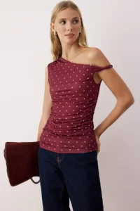 TRENDYOLMİLLA Multicolored Punatiye Printed Fitted Flexible Knitting Blouse