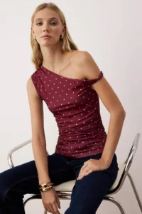 TRENDYOLMİLLA Multicolored Punatiye Printed Fitted Flexible Knitting Blouse - Image 2