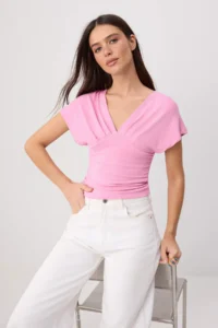TRENDYOLMİLLA Pink Fitted/Drape Detailed Knitting Blouse - Image 2