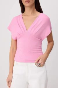 TRENDYOLMİLLA Pink Fitted/Drape Detailed Knitting Blouse - Image 3
