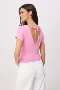TRENDYOLMİLLA Pink Fitted/Drape Detailed Knitting Blouse - Image 4