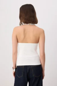 TRENDYOLMİLLA Ecru Fitted Barbell Neck Lace Detailed Soft Knitting Tank Top - Image 4