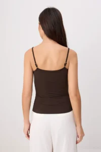 TRENDYOLMİLLA Brown Fitted Square Neck Thin Sleeveless Sleeveless Polyamide Knitting Tank Top - Image 4