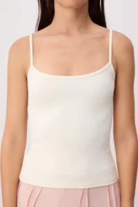 TRENDYOLMİLLA Ecru Fitted Square Neck Thin Sleeveless Sleeveless Polyamide Knitting Tank Top - Image 3