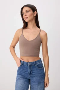 TRENDYOLMİLLA Mink-Ecru 2 Sets Fitted V-neck Thin Sleeveless Knitting Tank Top - Image 2