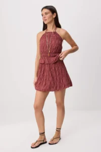 TRENDYOLMİLLA Brick Red Balloon Skirt with Ruffle Detailed Weaving Bottom - Top Set