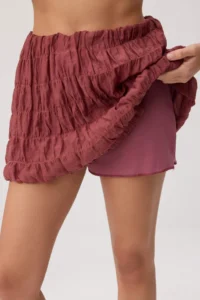 TRENDYOLMİLLA Brick Red Balloon Skirt with Ruffle Detailed Weaving Bottom - Top Set - Image 3