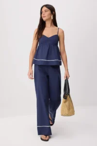 TRENDYOLMİLLA Navy Blue  Weaving Bottom - Top Set