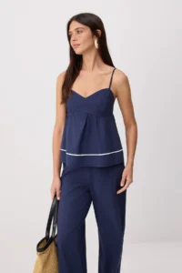 TRENDYOLMİLLA Navy Blue  Weaving Bottom - Top Set - Image 2