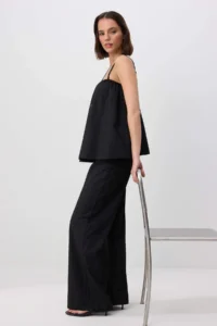 TRENDYOLMİLLA Black embroidery Sleeveless Blouse Wide Leg Pants Weaving Bottom - Top Set - Image 2
