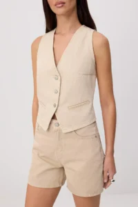 TRENDYOLMİLLA Light BEIGE Vest Shorts DENIM Bottom - Top Set - Image 3