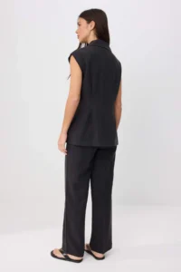 TRENDYOLMİLLA Black Oversized Vest Pants Weaving Bottom - Top Set - Image 4
