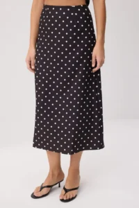 TRENDYOLMİLLA Black-WHITE Puantiye Sleeveless Blouse Midi Skirt Weaving Bottom&Top Bottom - Top Set - Image 3